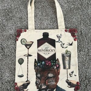Hendrick's Gin Illustrated Canvas Tote Bag, reusable. Fox theme. NWOT